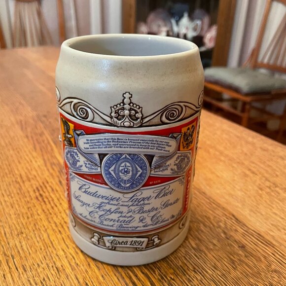 Vintage Antique Budweiser Label Beer Stein - Picture 1 of 6